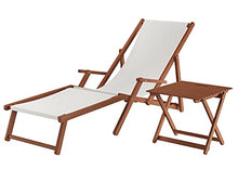 Erst-Holz 5 Varianti/Colori di Tessuti per Robusta Sedia a Sdraio particolarmente Larga V-10-500, Colore di Stoffa:Bianco/Ecru