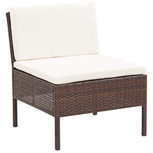 Tidyard Set Divani da Giardino in Polyrattan, Set di Mobili da Giardino, Set Divano Esterno con Cuscini 3 pz Marrone