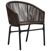 SKM Set da Bistro 3 pz con Cuscini in Rattan PVC Marrone