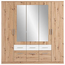AVANTI TRENDSTORE-Floriana-Struttura Letto Matrimoniale con 2 comodini e cassettoni integrati. Quercia Artisan/Bianco per camere da Letto. Dimensioni Lap 183x47x217,5 cm (Armadio)