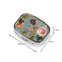 Scatola quadrata per pillole medicinali in rame autunno fiori mantello blu moda pillola organizzatore viaggio pillola caso dispenser per vitamine integratori