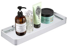 Kinlo - Mensole da bagno e mensole senza fori, in vetro temprato, autoadesive, in alluminio, da appendere alla parete, per cucina, bagno, doccia, colore: Argento 25 cm
