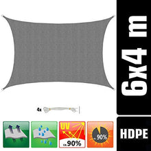 AMANKA Tenda da Sole UV - 6x4 HDPE Rettangolare Telo di Protezione Solare Balcone Giardino Grigio
