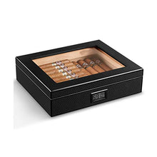 SMEJS Portable Spagna Cedar portasigari di Legno di Viaggio Cigar Humidor Set con umidificatore e igrometro Fibra di Carbonio Storage Box