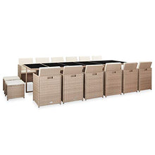 SKM Set da Pranzo da Giardino 17 pz con Cuscini in Polyrattan Beige