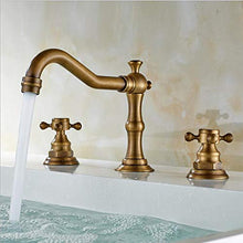 Faucet-4456 Rubinetto Lavabo, Ampio Rubinetto Doppio Manico in Rame Antico