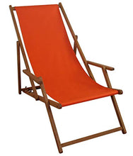 Lunga Sedia a Sdraio Color Terracotta con braccioli in Faggio con poggiapiedi 10-309F