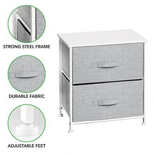 mDesign comodino in tessuto con due cassetti – Ottimo per le vostre camere da letto! – Colore: grigio