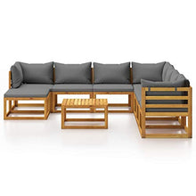 SKM Set Divani da Giardino 9 pz con Cuscini in Massello di Acacia (89.2kg)