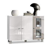 Domando Credenza Alessandria in Bianco Opaco e Grigio Sabbia Lucido