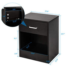 LICHUAN Comodino 2x Comodino Con Cassetto Camera da Letto Mobili Comodino Comodino Nero Comodino Facile Da Assemblare