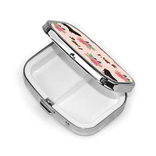 Scatola quadrata per pillole Cavalier King Charles Spaniel, motivo floreale rosa per cani e pillole, dispenser per pillole e integratori di vitamine
