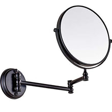 KTMK Specchietti da Bagno Ottone Anticato Nero Double Side Make Mirror 3 X Ingrandisci Specchio da Parete Pieghevole da Bagno, Nero