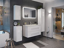Set di mobili da bagno Firenze 100 (5 parti/A) bianco lucido e specchio a LED