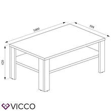 Vicco Tavolino da divano Tavolino da salotto Cemento Bianco con ripiano