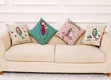 Janeyer-Home - Federa per Cuscino Lombare in Cotone e Lino, Motivo: Sirena, Set4hemp with Insert, 45cmx45cm/17.7x17.7