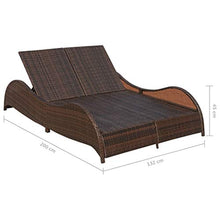 vidaXL Lettino in Polirattan Sdraio Doppio con Parasole Marrone Giardino Patio