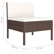SKM Set Divani da Giardino 6 pz con Cuscini in Polyrattan Marrone (38kg)