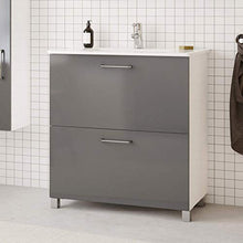 Randalsa Happy mobili 80 cm | Grigio | 81 x 91 x 46 cm | Mobile con 2 cassetti + lavabo in Ceramica