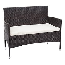 Mendler Salottino da Esterno Giardino HWC-F55 polyrattan Marrone con Cuscini Avorio