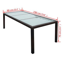 Tidyard Set da Pranzo da Giardino 9 pz con Cuscini Polyrattan Marrone, Set Mobili da Giardino in Rattan,Tavolo da Esterno 9 Posti, Tavolo con Sedie da Esterno 9 Posti 190 x 90 x 75 cm