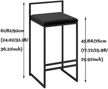 DLC Bar, Caffè, Sedia da Ristorante, Sgabelli da Bar Sgabello da Bar Sedia per Bancone Colazione Cucina Sala da Pranzo Cuscino in Velluto Sedie per Trucco con Poggiapiedi e Schienale,Nero,66 Centimet