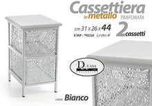 Cassettiera Metallo Mobile Scaffale 2 Cassetti Traforata Bianca Arredo Casa 44cm