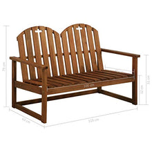 MK Palace - Panca da giardino a due posti, in legno di acacia massiccio scuro, resistente con design a olio fine