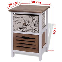 vidaXL Comodino Mobiletto con 2 Cassetti Camera da Letto in Legno di Paulownia