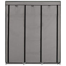 mewmewcat Armadio con Scomparti e Aste Grigio in Tessuto 150x45x175 cm