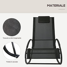 Outsunny Sedia a Dondolo da Giardino Telaio in Acciaio Rivestimento in Textilene 105x62x88cm Nero