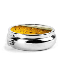 Scatola rotonda per medicina portatile, mini pillole in metallo, dispenser per pillole tascabili, borsa da viaggio, regalo per birra, carta da parati