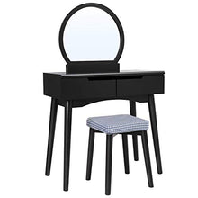 zhangfengjiao Toilette in Legno Massello in Stile Europeo, Toletta con Sedia, Cassetto E Specchio, Adatta per Camera da Letto, Bagno