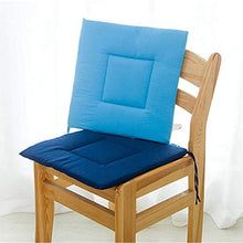 LucaSng - Set di 4 cuscini per sedia, 40 x 40 x 2,5 cm, con fiocco di fissaggio, per interni ed esterni (blu)