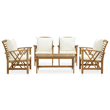 FAMIROSA Set Divani da Giardino 5 pz con Cuscini in Massello di Acacia-7990