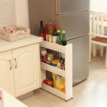 SONGMICS Scaffale Portaoggetti da Cucina a 3 Ripiani, Carrellino Salvaspazio da Bagno, Scaffale Stretto Portabottigli KTR03W