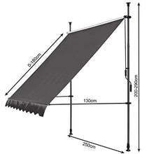 QUICK STAR Tendalino a Morsetto 250 x 130 cm Vetrina Manuale Terrazza per Giardino per Esterni Balcone Grigio