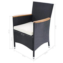 FAMIROSA Set da Pranzo da Giardino 7 pz in Polyrattan e Acacia Nero-3946