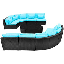 vidaXL Divano da Giardino in Polirattan Blu Divani Tavolo Sdraio con Cuscini