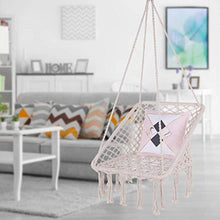 Sedia pensile Sedia a Battente Amaca, Appeso Biancheria di Cotone Macrame Swing, Square Sedie a Sospensione comode per Interni/Esterni/Casa/Patio/Metallica
