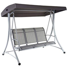 Dondolo da Esterno a 3 posti HWC-D62 Acciaio Alluminio Tessuto textilene Grigio