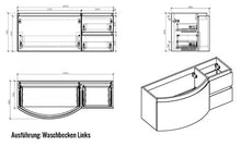 Mobile da bagno LAURANCE 1200, nero opaco - armadietto a specchio e specchio a scelta, Specchio:Senza specchio, Versione:Lavabo a destra