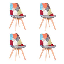 Uderkiny Set di 4 sedie Sedia da Pranzo in Quattro Pezzi Patchwork con Cuscini, Adatta per pranzare in Soggiorno Cucina, ECC (Rosso Patchwork)