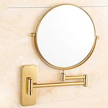 specchio ingranditore, Specchi a parete, Specchio da trucco bifacciale in rame stile europeo, specchio da toletta pieghevole da 8"7 volte ingranditore specchio da bellezza - oro
