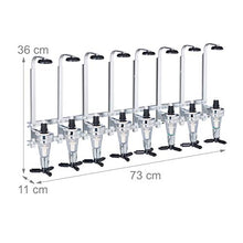 Relaxdays Spillatore da Parete, Bar Butler per 8 Bottiglie, Dosatore Professionale da 3 cl, HLP 73x36x11 cm, Argento