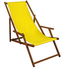 Erst-Holz Solida Sedia a Sdraio Gialla da Spiaggia in Faggio con Cuscino Beige e tavolino10-302TKH