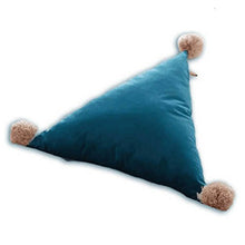 Metyou - Cuscino a forma di triangolo staccabile in vita, con pompon a forma di palla per letto/divano/auto (blu)
