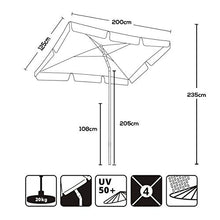 Sekey® 200x125cm Parasole Ombrellone Balcone Esterno da Giardino Protezione UV 50+ Crema Rettangolo