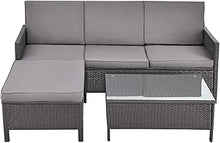 Set da giardino, divano 3 sedile divano grigio grigio grigio grigio trasparente, set da giardino Vine 3 tablet sgabello e 3 sedile divano,Light grey