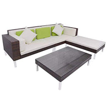 FAMIROSA Set Divani da Giardino 4 pz con Cuscini in Polyrattan Marrone-2943